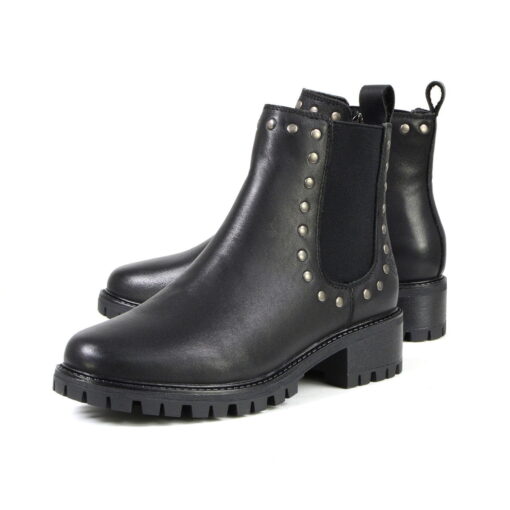 Women's Premium Black Leather Chelsea Boots With Rivets - Image 6