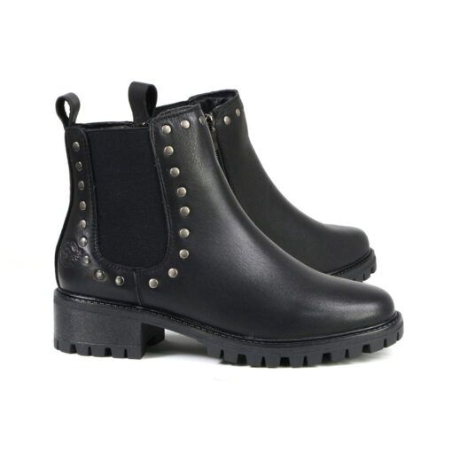 Women's Premium Black Leather Chelsea Boots With Rivets - Image 2