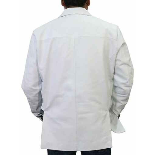 White Leather Blazer Mens - Image 2