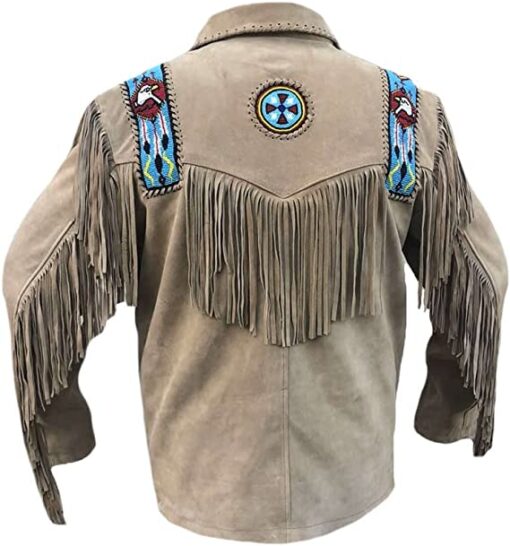 Brown Suede Leather Western Fringe Jacket - Image 2