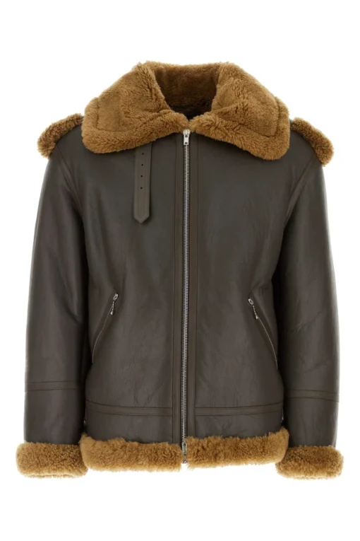 Men's B-3 Brown Leather Shearling Aviator Jacket