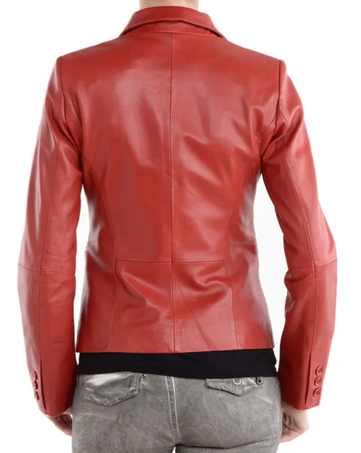 Red Leather Blazer Womens - Image 2