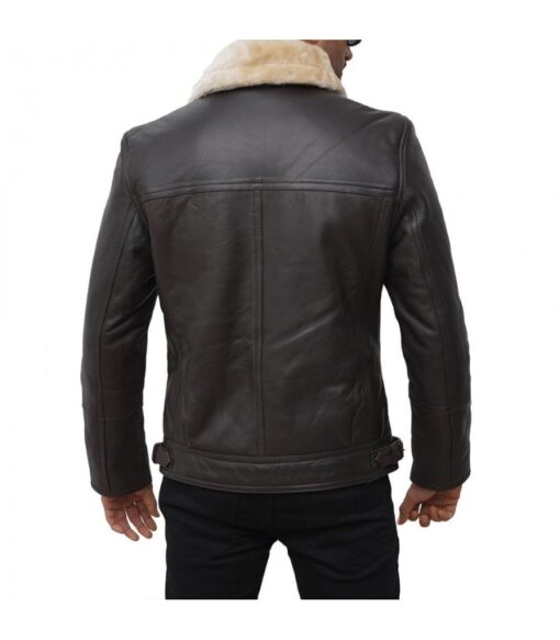 Men's Brando Brown Leather Sherpa Moto Jacket - Image 3