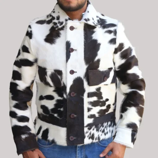 Men's Genuine Pony Skin Leather Cow Skin Jacket