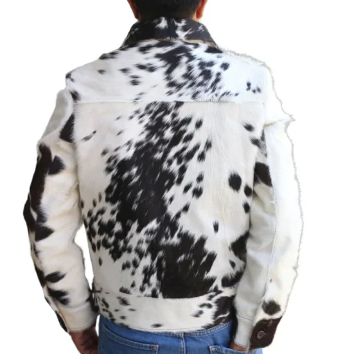 Men's Genuine Pony Skin Leather Cow Skin Jacket - Image 2