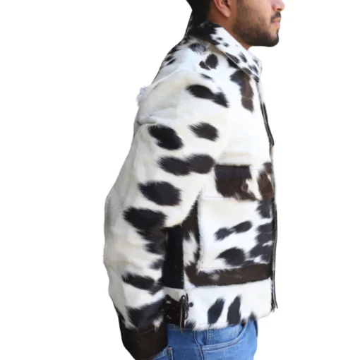 Men's Genuine Pony Skin Leather Cow Skin Jacket - Image 5