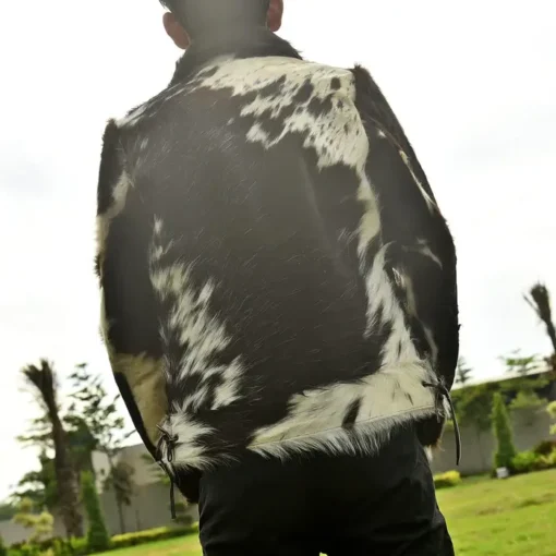 Genuine Pony Skin Leather Cow Print Jacket Mens - Image 2