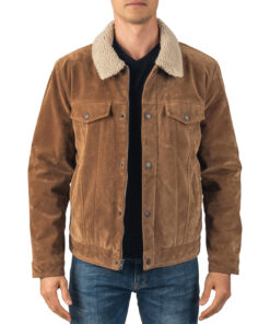 Brown suede trucker jacket