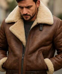 Leather Sherpa Jacket Mens