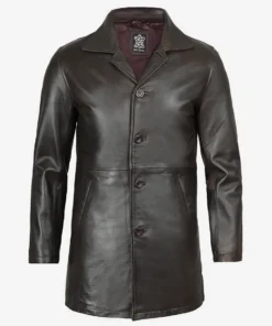 Alternative view of Men's 3/4 Length Dark Brown Vintage Car Coat