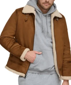 Alternative view of Men's Brown Suede Leather Shearling Jacket