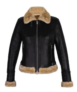 Sherpa Leather 136 Women's Aviator B3 Leather Bomber Jacket With Fur Lining