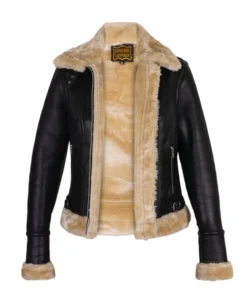 Alternative view of Women's Aviator B3 Leather Bomber Jacket With Fur Lining